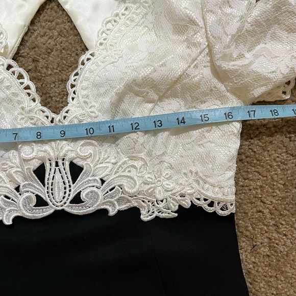 Vintage Jessica McClintock Evening Gown Black and White Lace - Picture 8 of 13